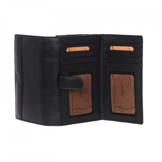 Πορτοφόλι Γυναικείο Δερμάτινο Μαύρο Μεγάλο