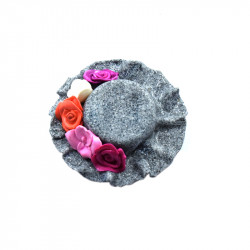 Pin-gray hat with flowers and silver dust