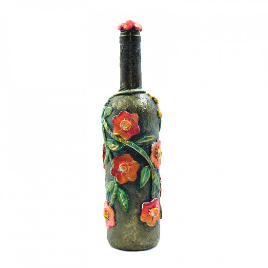 Bottle with daisies