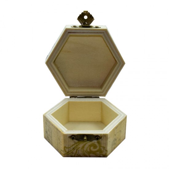 Κουτάκι Ξύλινο Εξάγωνο Διακόσμηση Σαξόφωνο