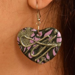 Earrings-heart pattern purple blue