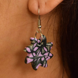Earrings-polygons black purple design