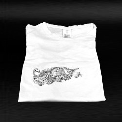 T-Shirt white_1 painted with black acrylic paint. Size S-M