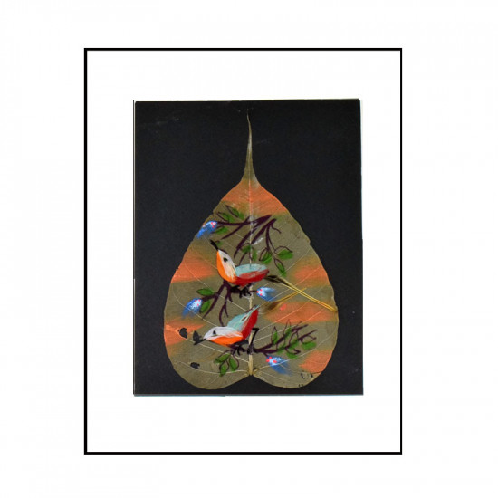 Ζωγραφική σε αποξηραμένο φύλλο Πουλιά