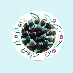 Plate with blueberries